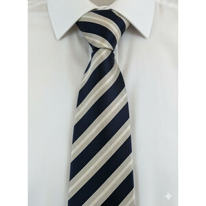Donald Trump Signature Collection  blue white stripe silk tie - 59"